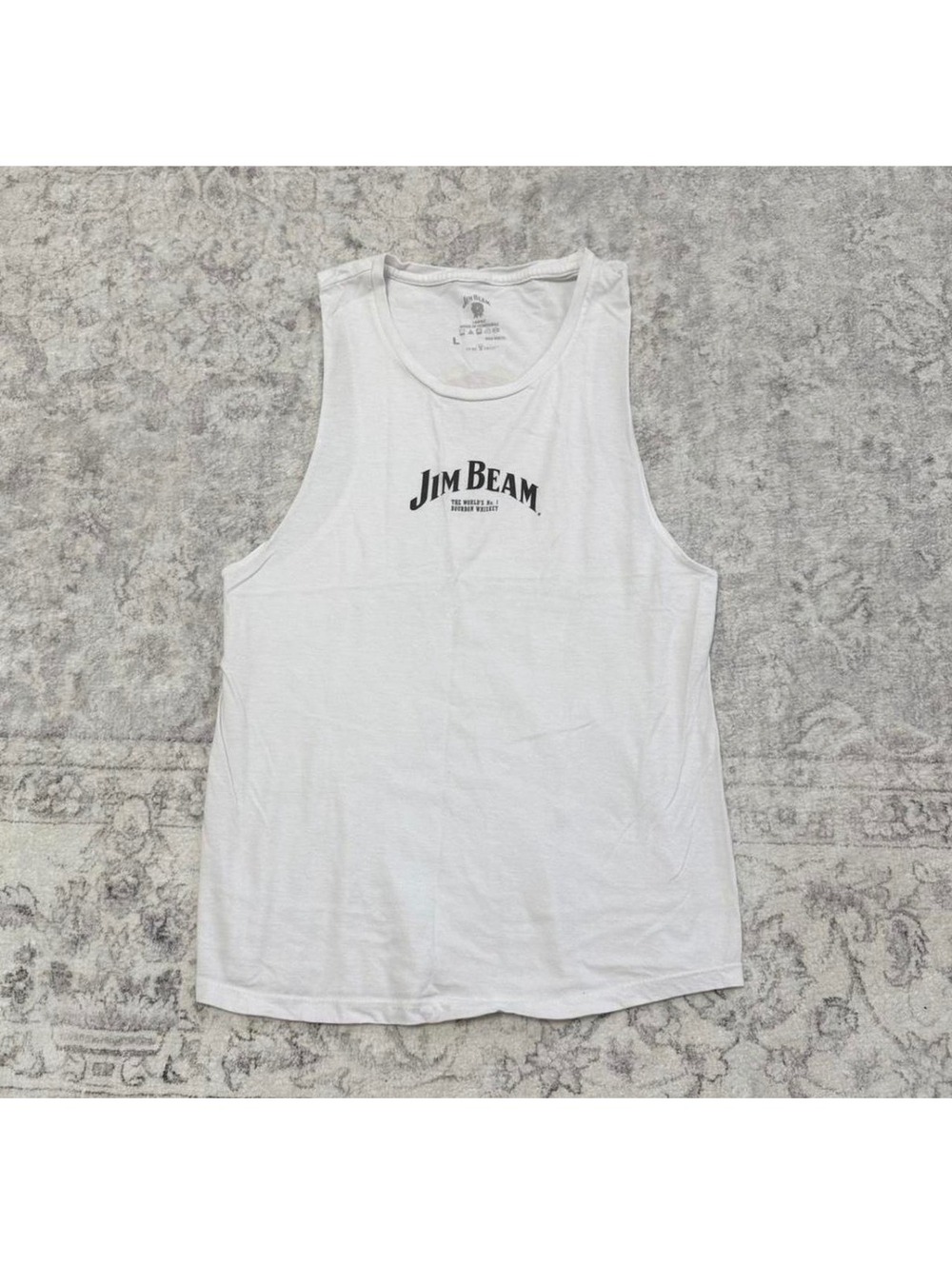 Jim Beam White Tank Top Sleeveless Shirt Size Large